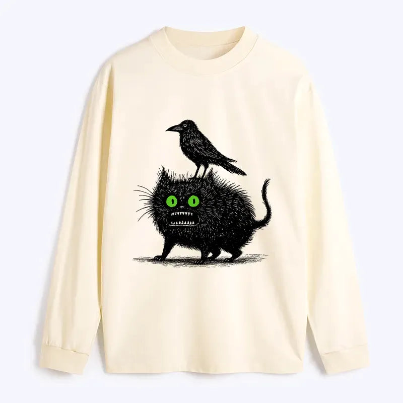 Unisex Vintage Japanese Black Cat T-Shirt for Daily Wear