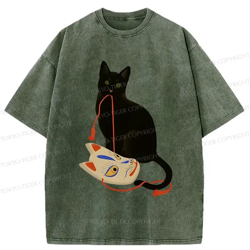 Trendy Japanese Cat Fox Mask T-Shirt