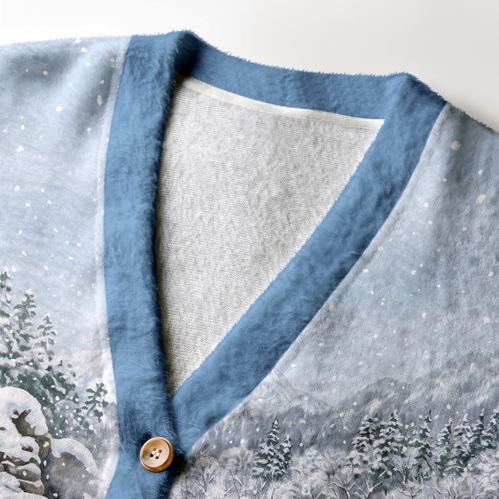 Kyoto-Lion Winter Snow Monkey Hot Spring Ugly Cardigan Sweater