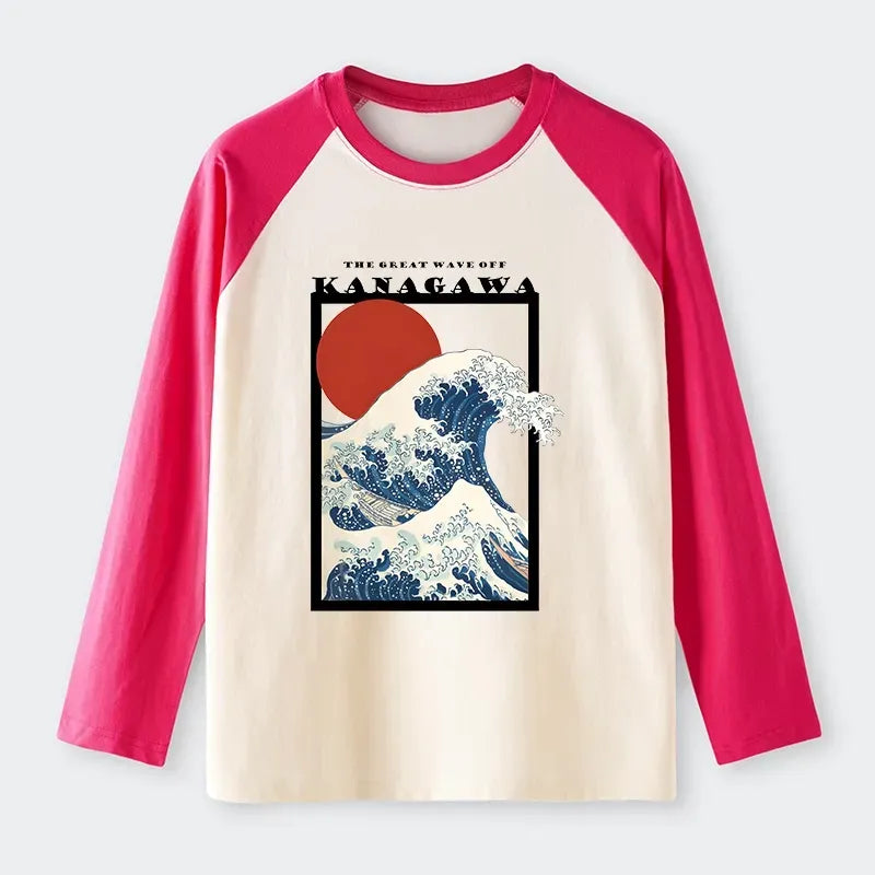 Japanese Minimalist Ukiyo-e Raglan Long Sleeve T-shirt