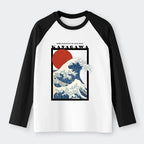 Japanese Minimalist Ukiyo-e Raglan Long Sleeve T-shirt