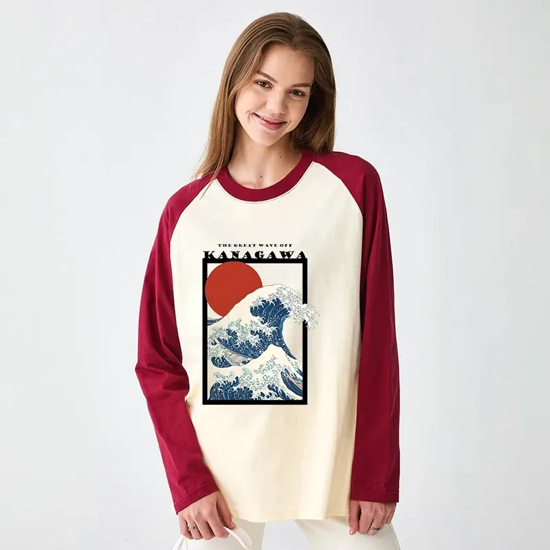 Ukiyo-e Wave T-shirt for Daily Wear
