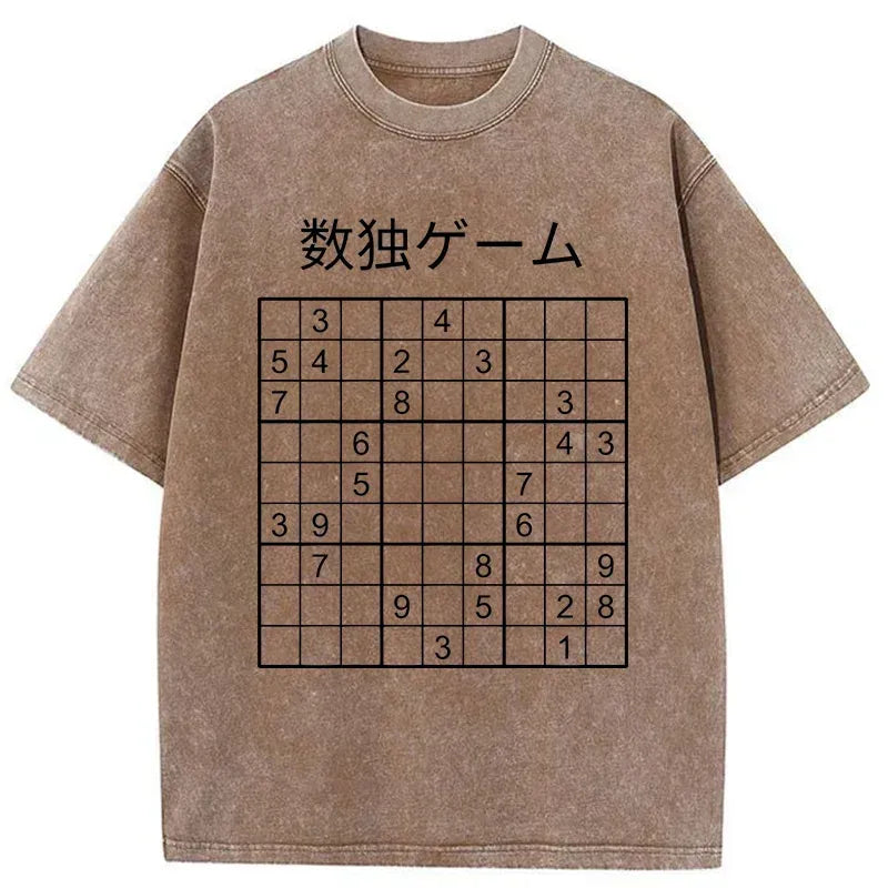 kyoto lion sudoku game washed t-shirt on sale