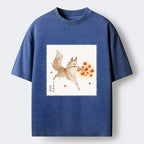 Oriental Fox Print Washed T-Shirt