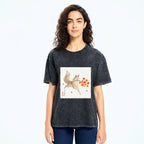 Oriental Fox Print Washed T-Shirt