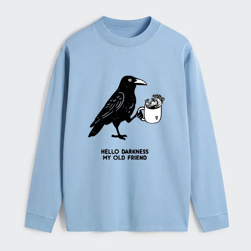 Kyoto-Lion Crow Drinking Black Coffee Funny Classic Long Sleeve T-Shirt