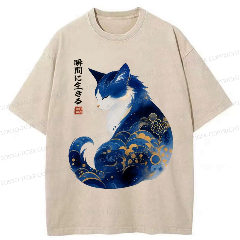 Retro Japanese Zen Cat T-Shirt