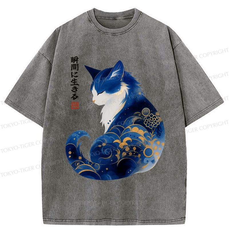 Retro Japanese Zen Cat T-Shirt