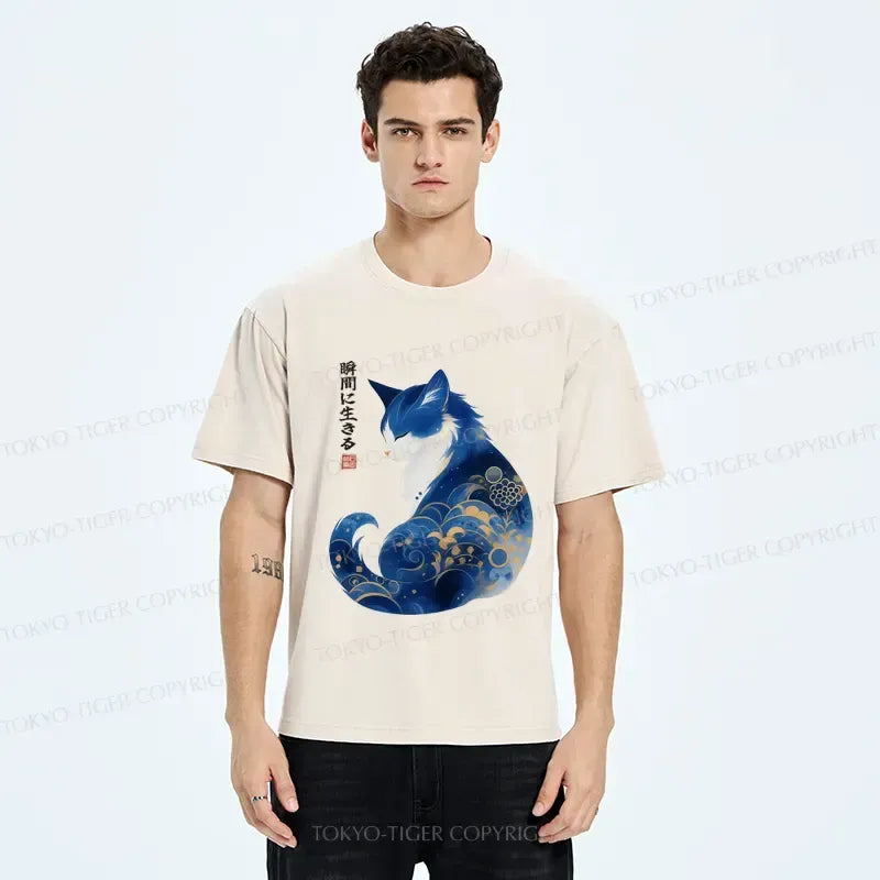 Retro Japanese Zen Cat T-Shirt