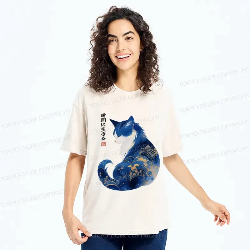Retro Japanese Zen Cat T-Shirt
