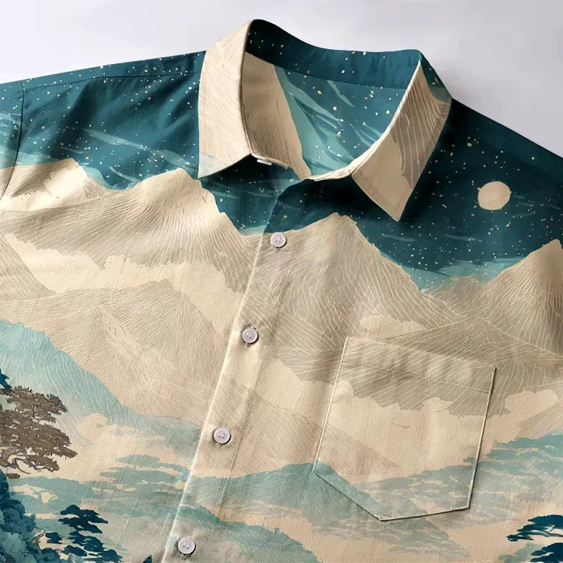 Kyoto-Lion Tranquil Nights In Kyoto Button-up Shirt