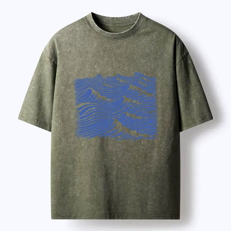 Kyoto-Lion Vintage Ocean Sea Washed T-Shirt