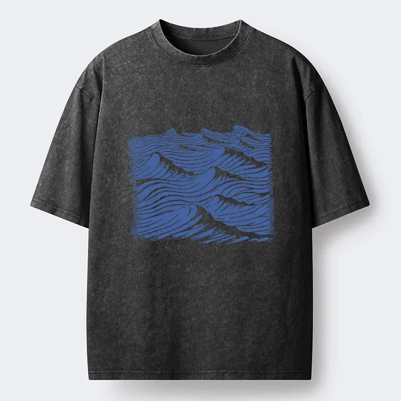 Kyoto-Lion Vintage Ocean Sea Washed T-Shirt