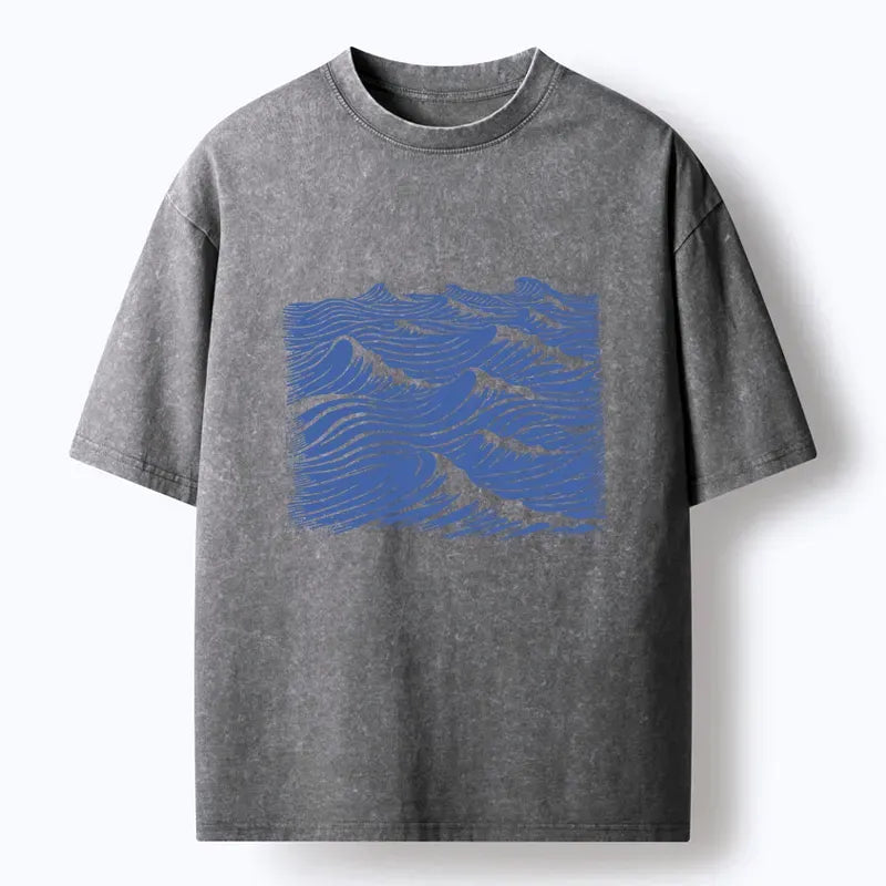 Kyoto-Lion Vintage Ocean Sea Washed T-Shirt