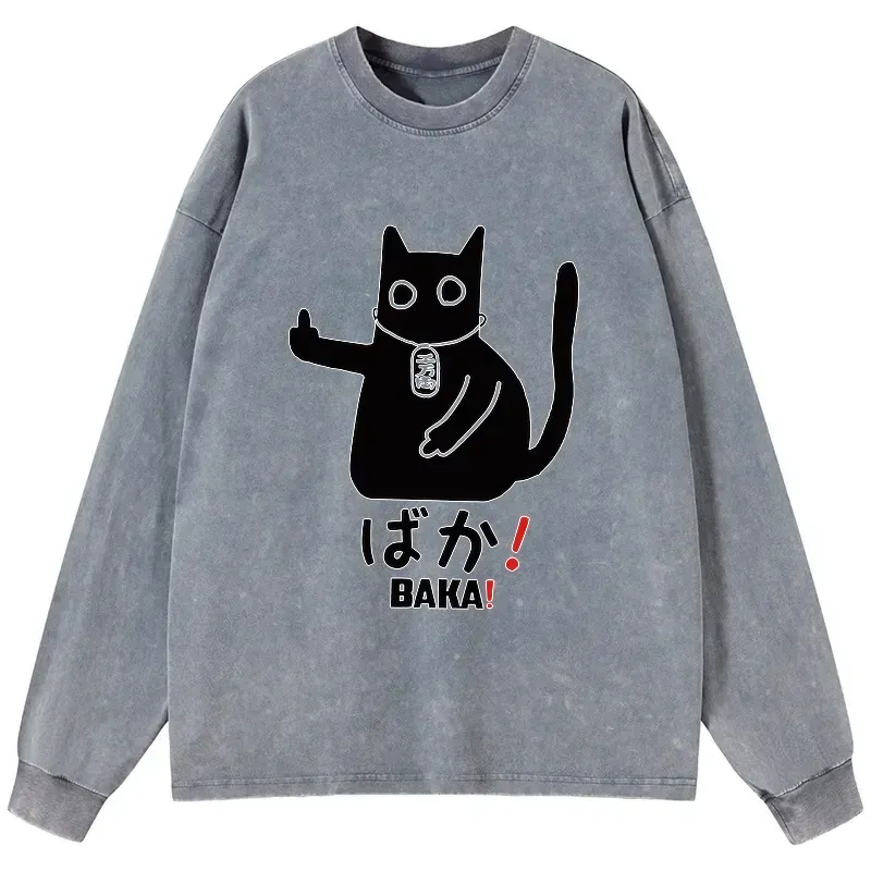 Japanese Baka Cat Long Sleeve T-Shirt