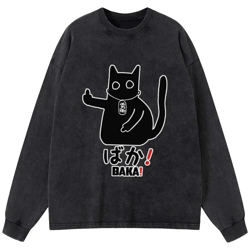 Japanese Baka Cat Long Sleeve T-Shirt