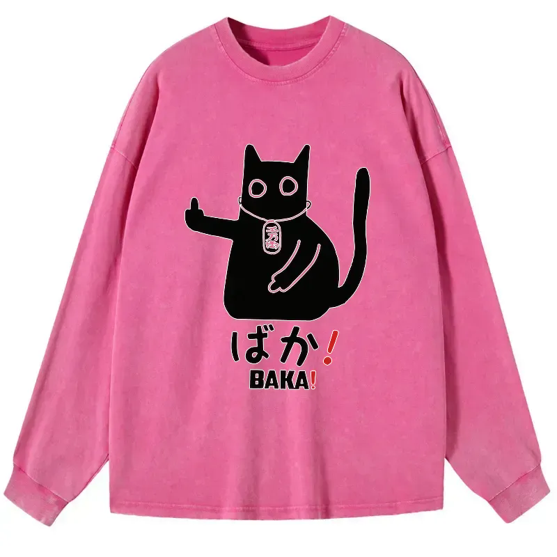 Japanese Baka Cat Long Sleeve T-Shirt