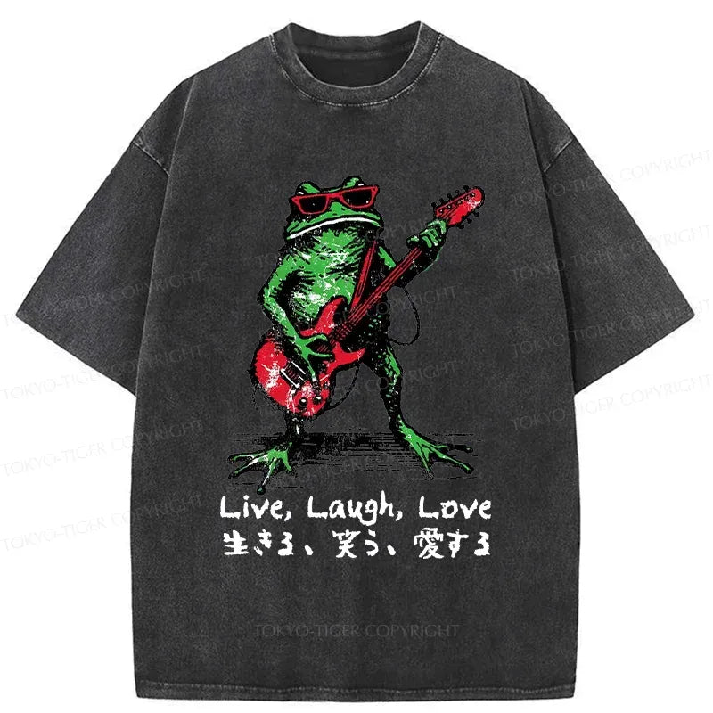 japanese streetwear frog playing guitar tee