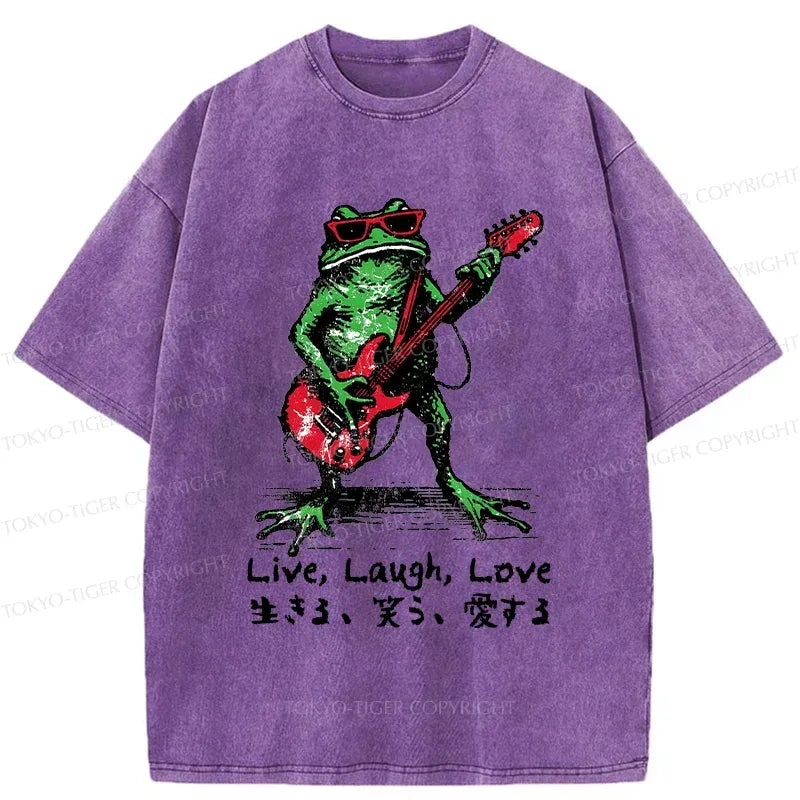 japanese streetwear frog playing guitar tee