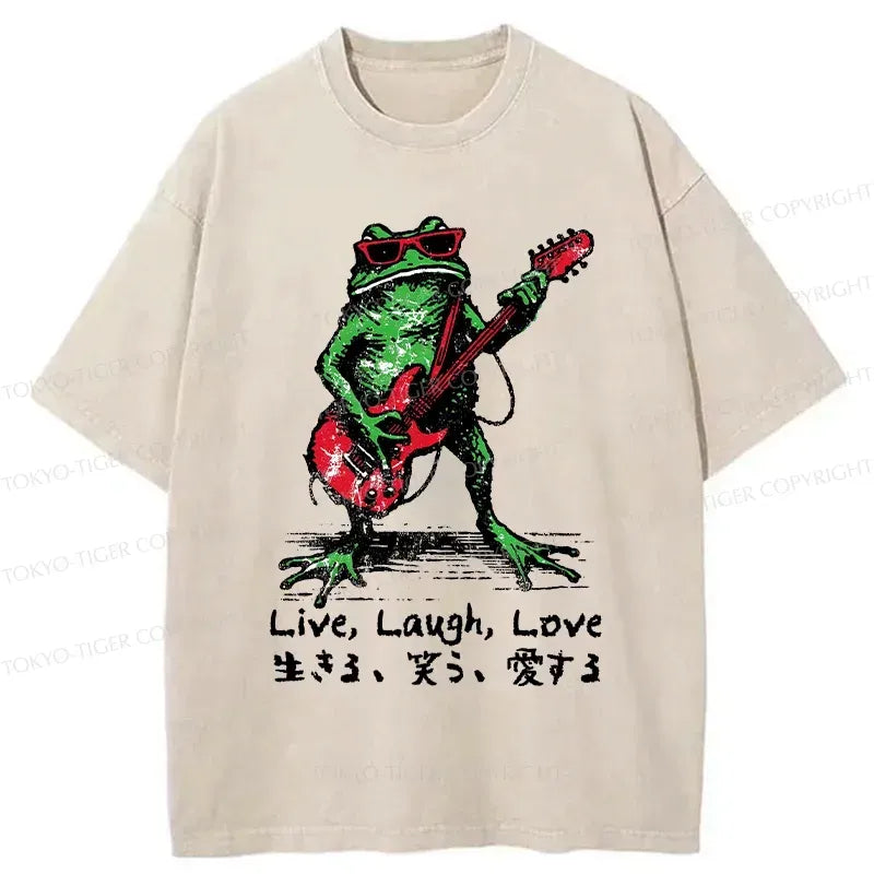 japanese streetwear frog playing guitar tee