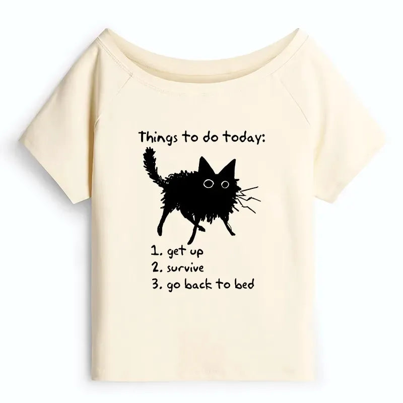 Japanese Vintage Cat T-Shirt for Summer