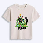Japanese vintage Christmas cat tee for daily wear