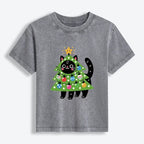 Japanese vintage Christmas cat tee for daily wear