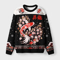 Kyoto-Lion Vintage Sakura And Koi Fuzzy Christmas Ugly Sweatshirt
