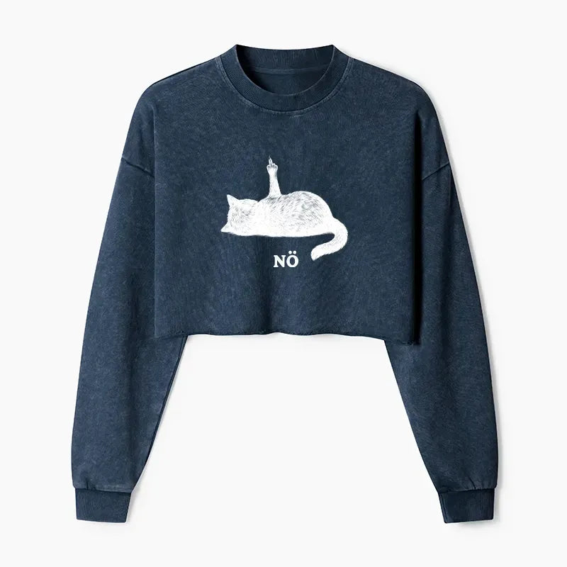 Japanese Cat Crop Sweatshirt for Women