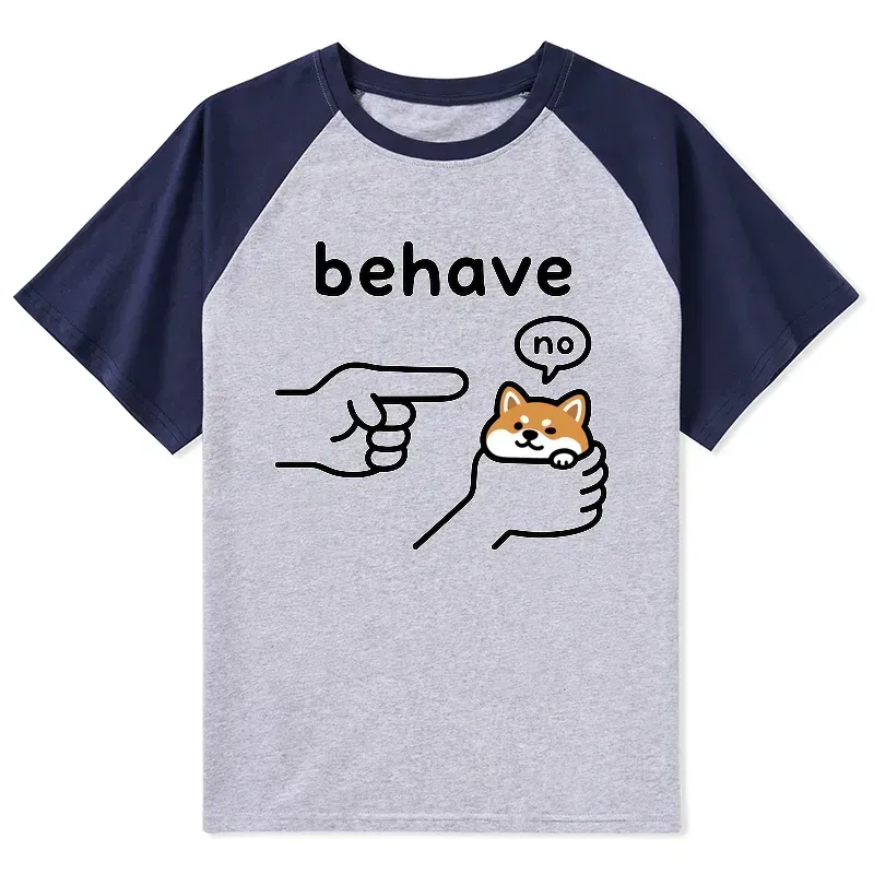 Funny Shiba Inu Raglan T-Shirt for Daily Wear