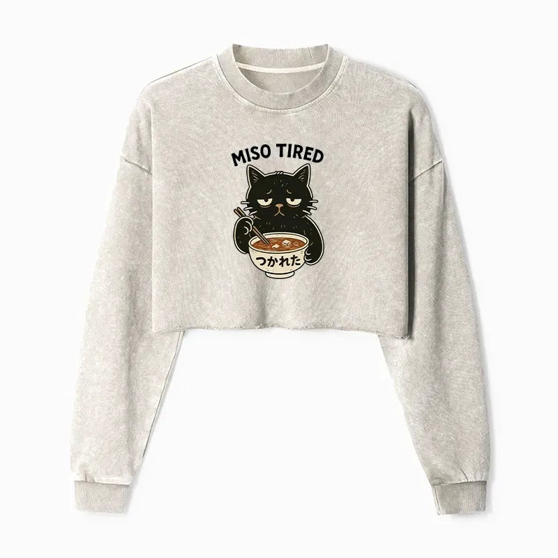 Kyoto-Lion I¡¯m So Tired Washed Crop Sweatshirt