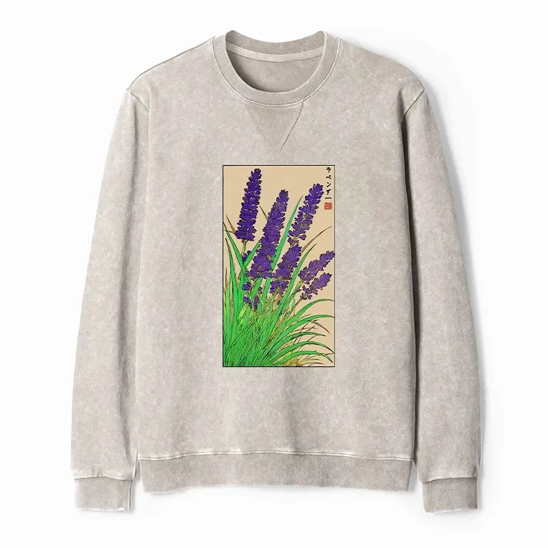 Japanese Lavender Washed Sweatshirt for Daily Wear