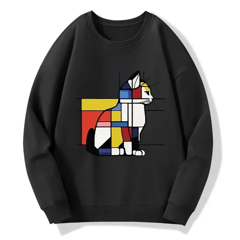 Japanese Geometric Cat Art Sweatshirt