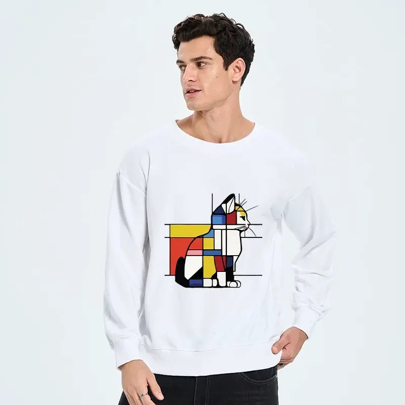 Japanese Geometric Cat Art Sweatshirt