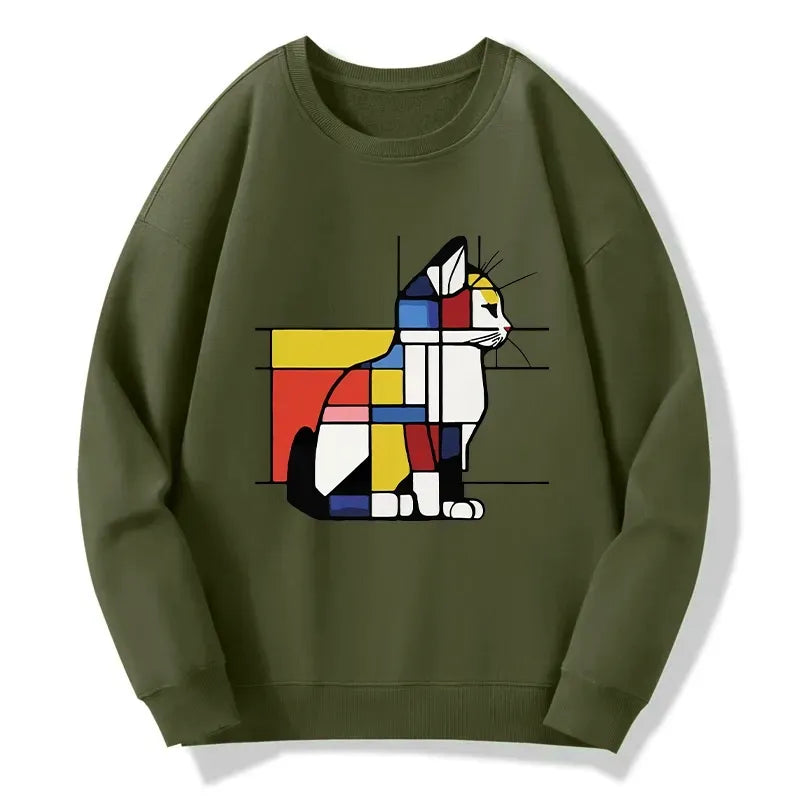 Primary Colors Cat Sweatshirt for Daily Wear