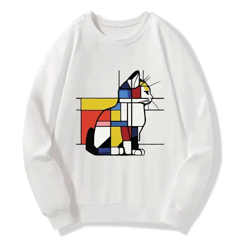 Primary Colors Cat Sweatshirt for Daily Wear