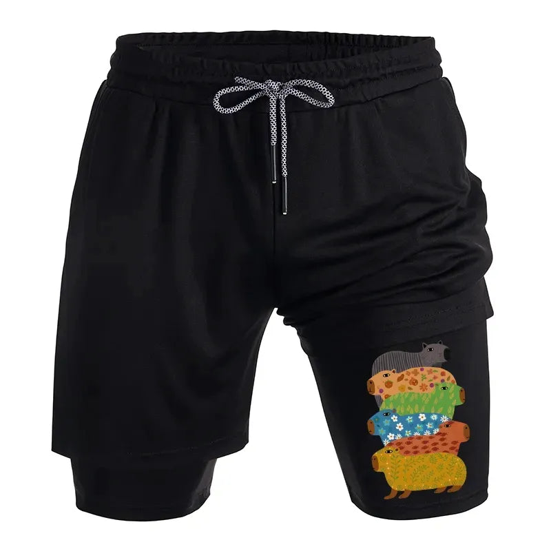 Kyoto-Lion Colorful Capybaras Training Shorts