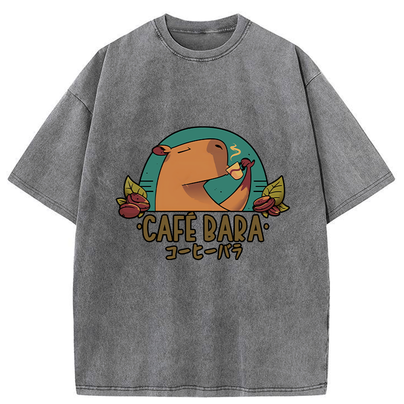 Kyoto-Lion Funny Cafebara Washed T-Shirt