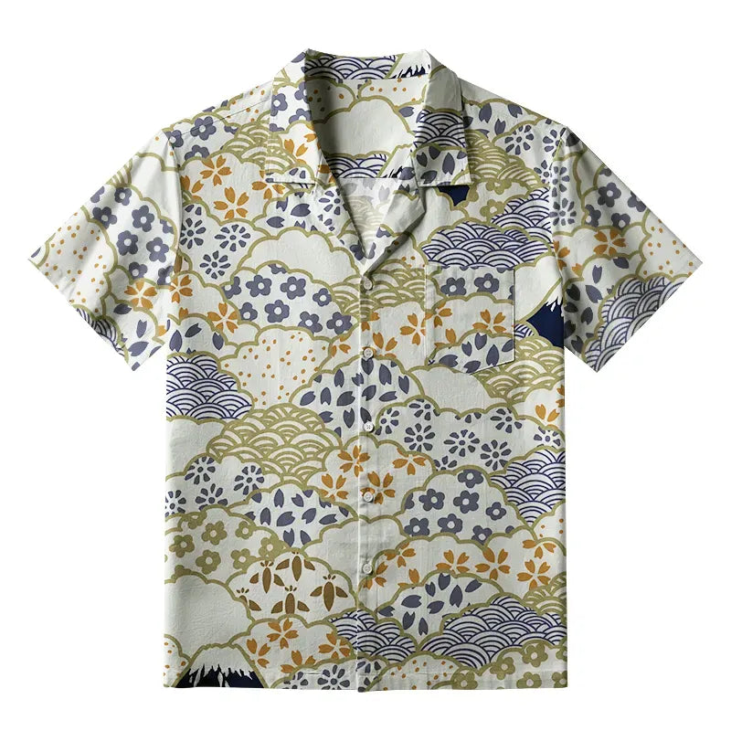 Kyoto-Lion Blossoms Silhouettes Aloha Hawaiian Shirt