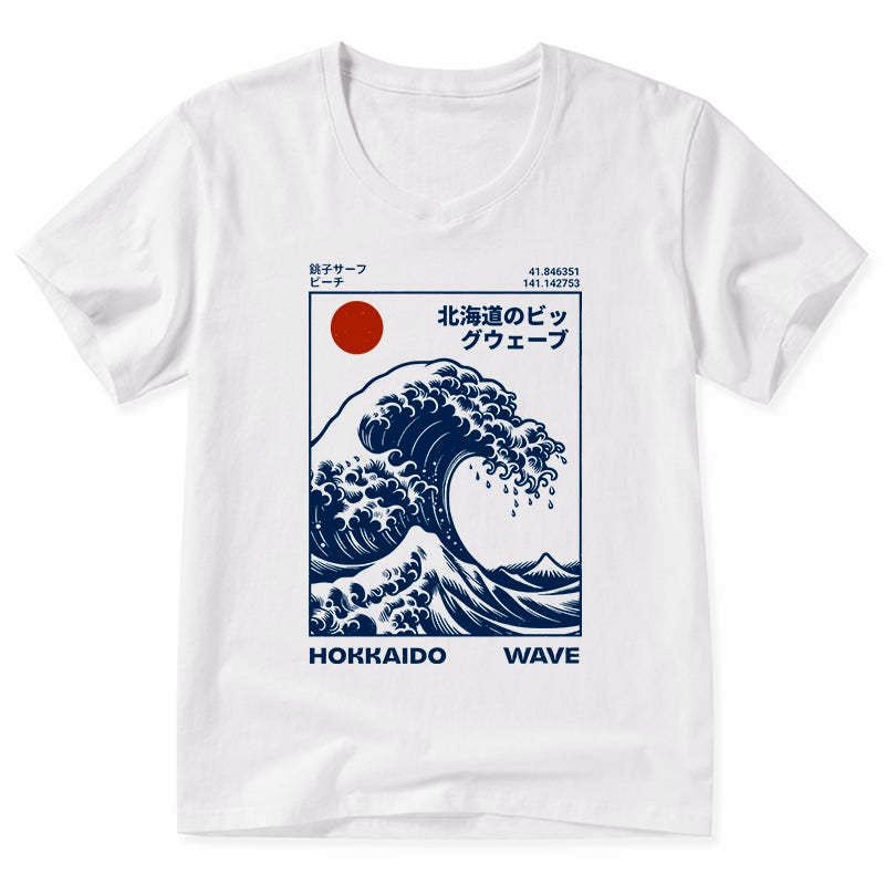 japanese ukiyo e cotton v neck shirt