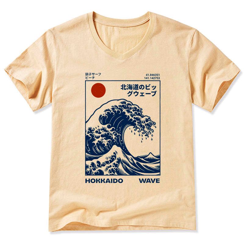 japanese ukiyo e cotton v neck shirt