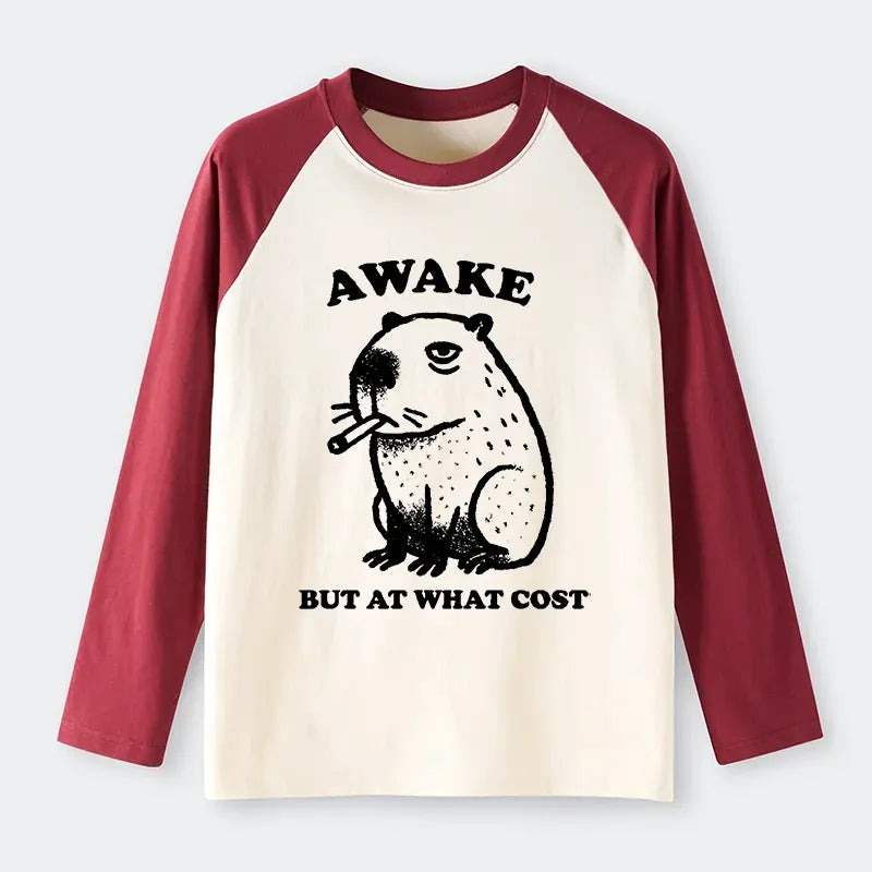 Kyoto-Lion Smoking Capybara Raglan Long Sleeve T-shirt