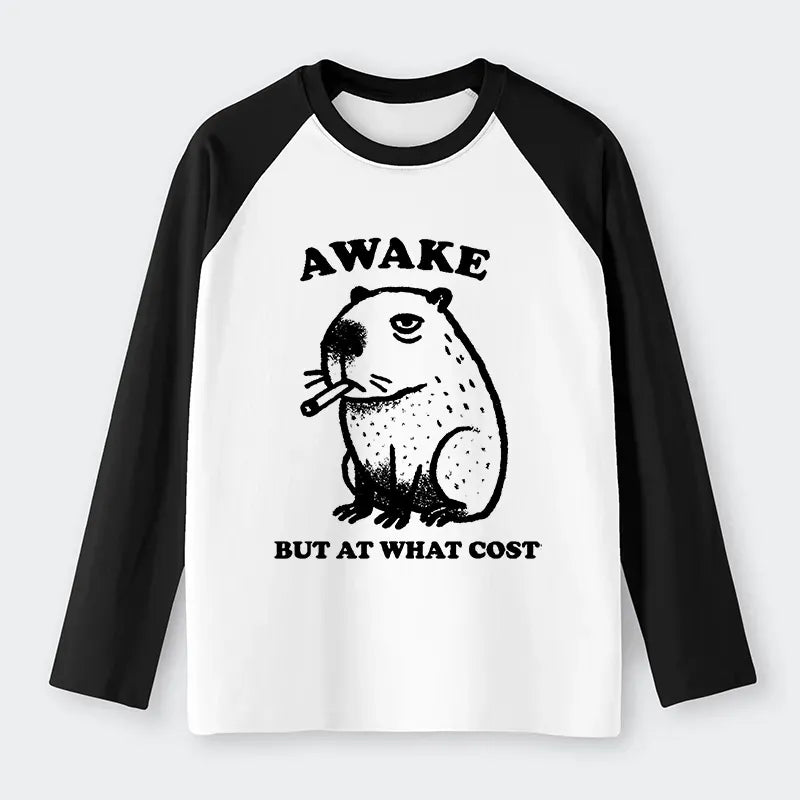 Kyoto-Lion Smoking Capybara Raglan Long Sleeve T-shirt