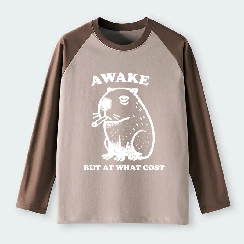 Kyoto-Lion Smoking Capybara Raglan Long Sleeve T-shirt