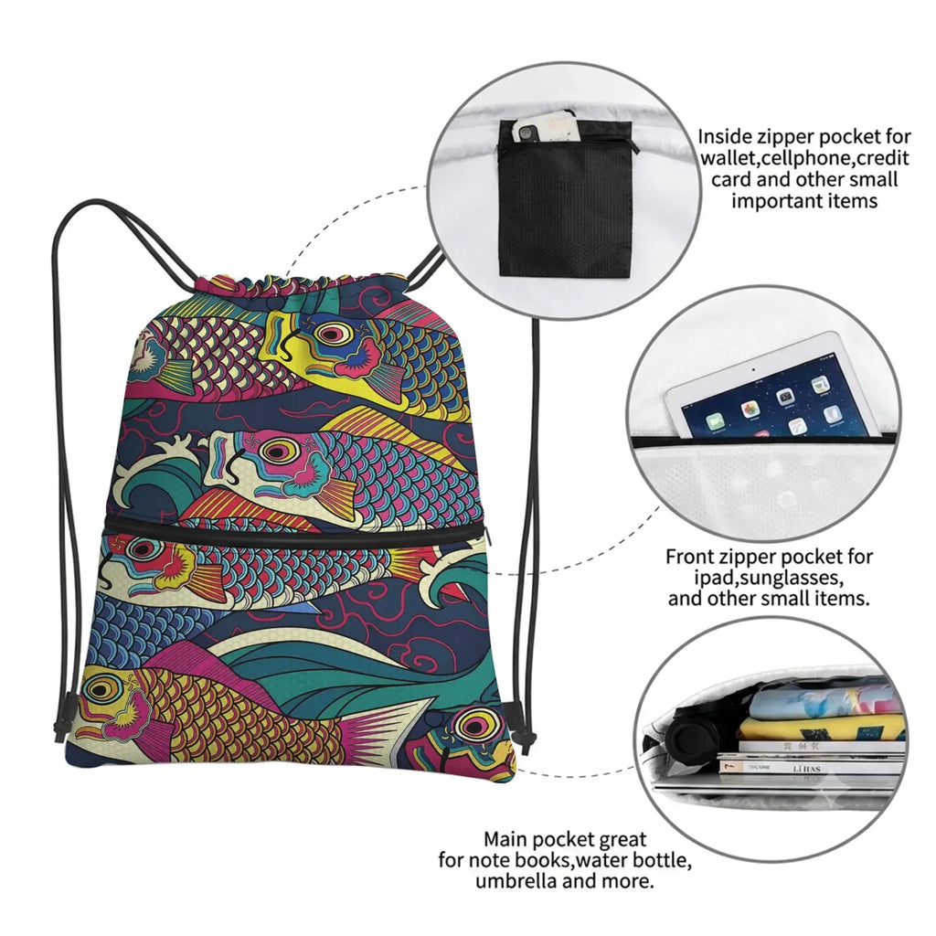 Water-resistant Drawstring Backpack for Gym with Free Shipping