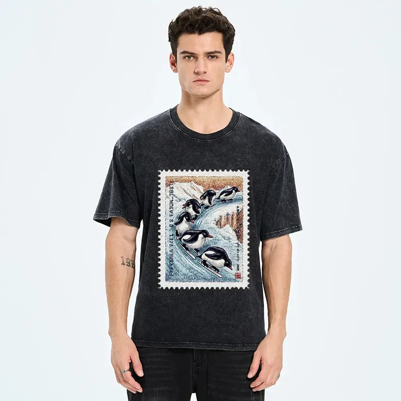 Vintage Unisex T-Shirt with Penguin