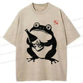 Kyoto-Lion Retro Frog Holding Wine Washed T-Shirt