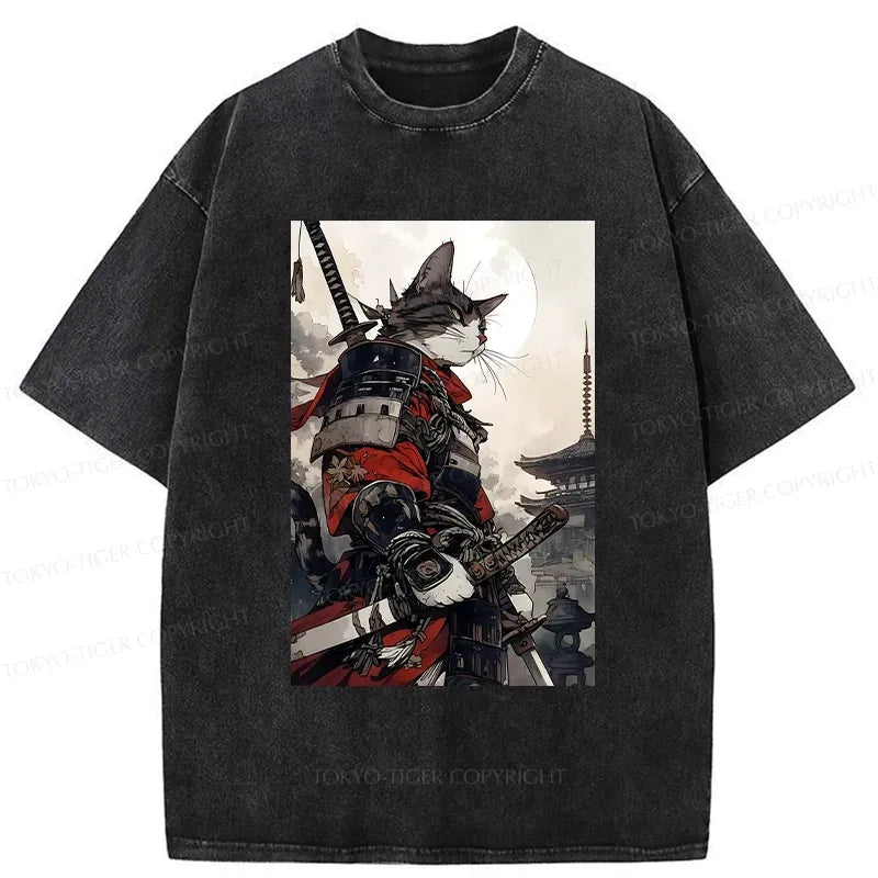 Japanese Vintage Samurai Cat T-Shirt Deal