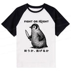 Kyoto-Lion Funny Fight Or Flight Raglan T-shirt