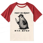 Kyoto-Lion Funny Fight Or Flight Raglan T-shirt